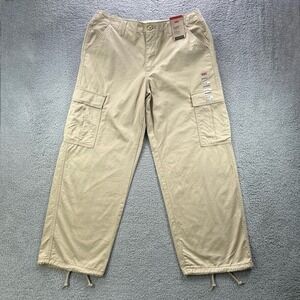 Levis 94 Baggy Cargo Pants Women 32x30 Safari Tan No Stretch Cotton‎